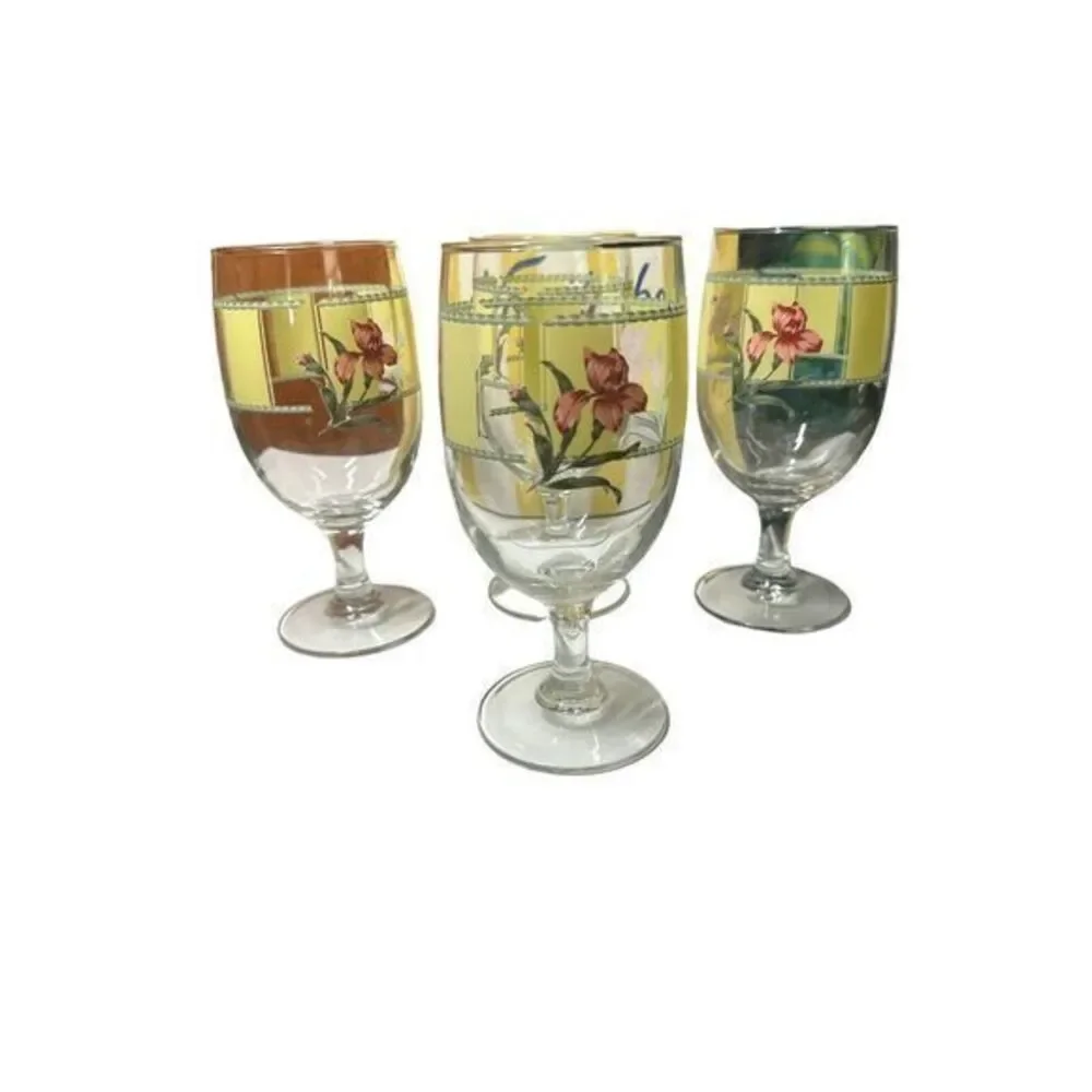 Set of 4 Vintage Summer State Ireland‎ Crystal Glasses Goblets 7